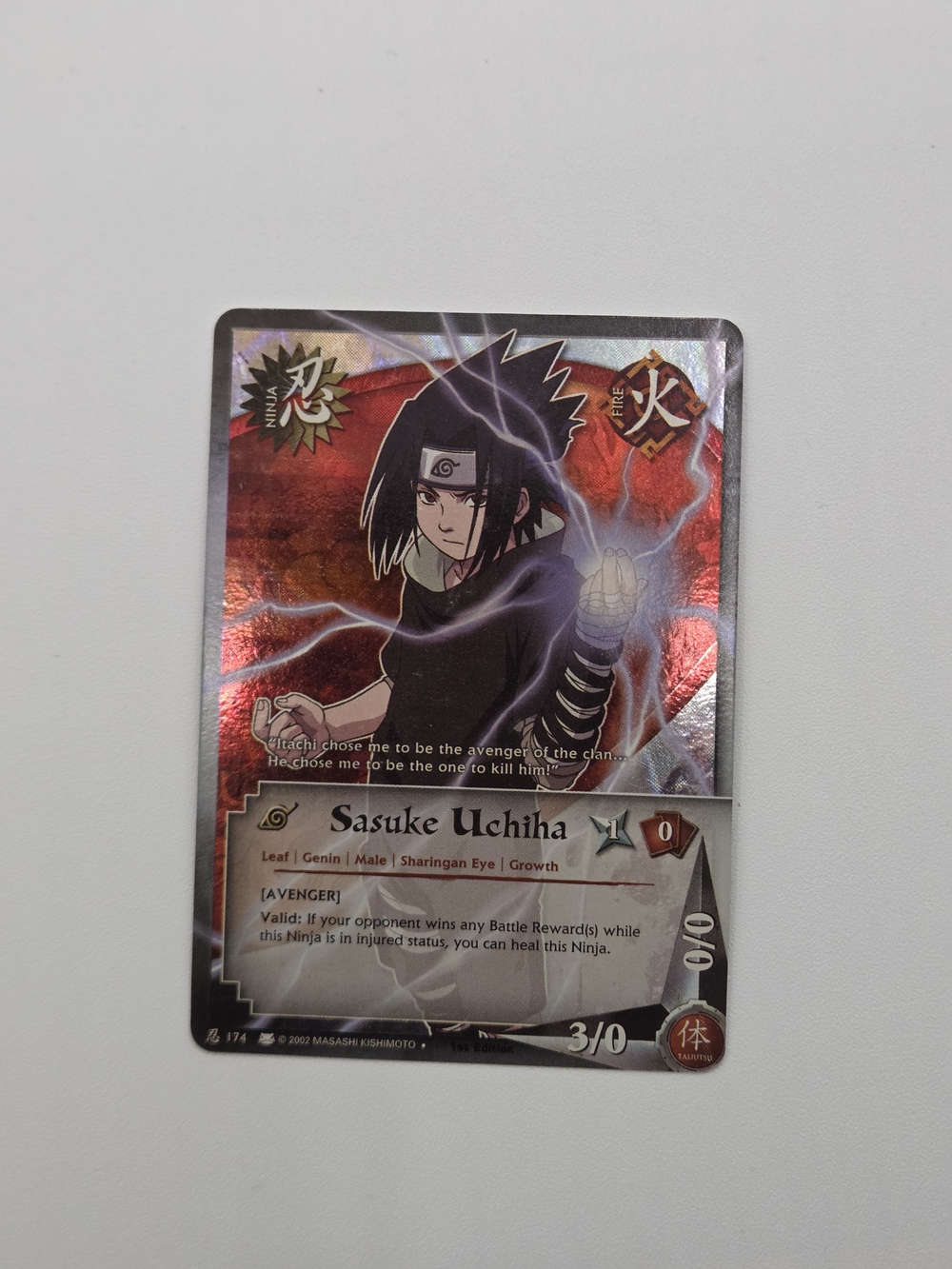 Naruto CCG Sasuke Uchiha #174 1st Edition Wavy Foil NM/M Super Rare Bandai Anime